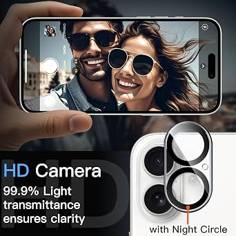 JETech Camera Lens Protector for iPhone 17, Clear, 3-Pack | 9H Tempered Glass, HD Clear, Anti-Scratch Protection, Night Shot Compatible, Case-Friendly