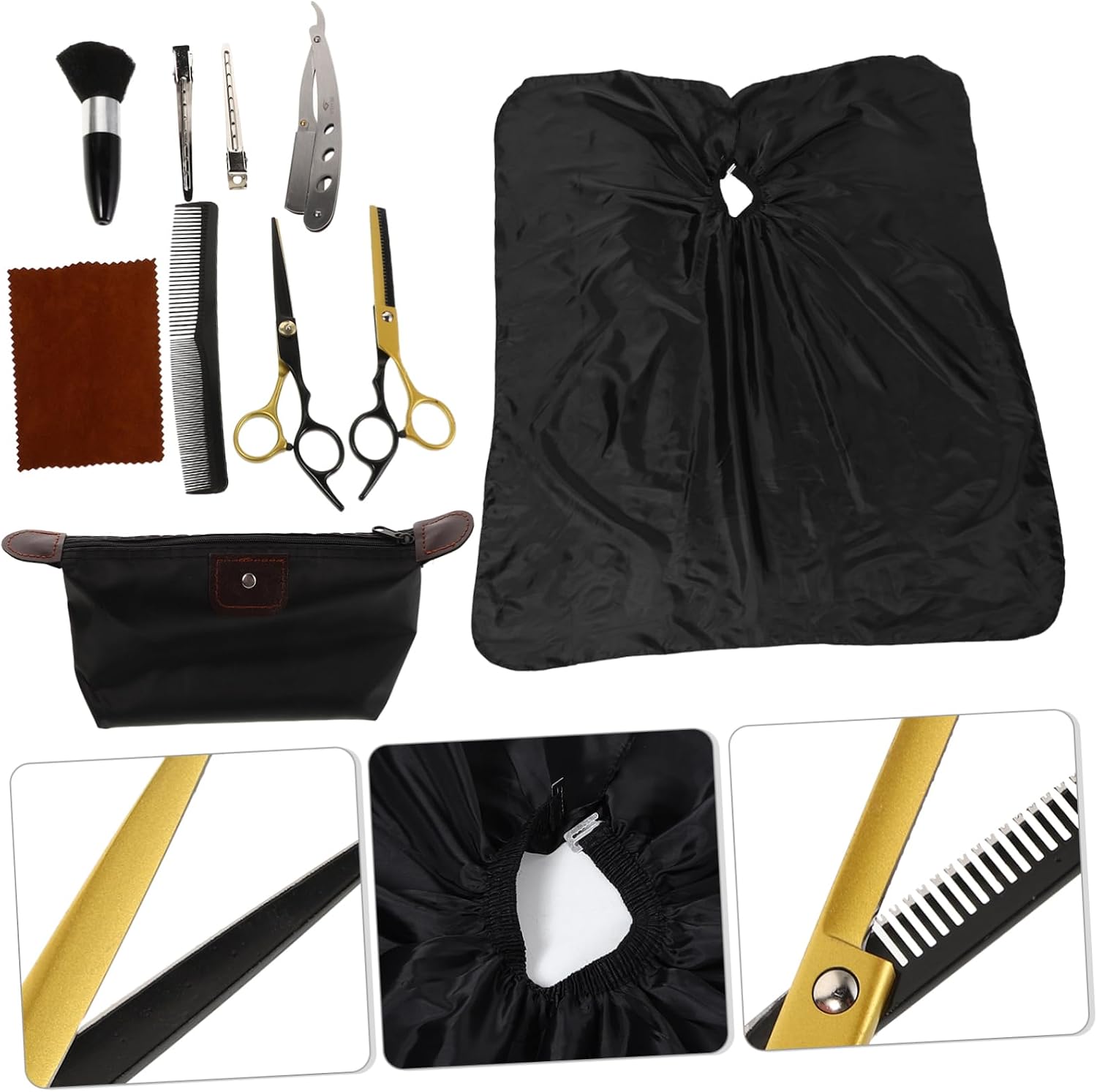 Gatuida 10pieces Stainless Steel Hairdressing Kit Barber Scissors Set Thinning Shears Hair Cutting Shears Beard Brush Alligator Clips for Salon Home Use