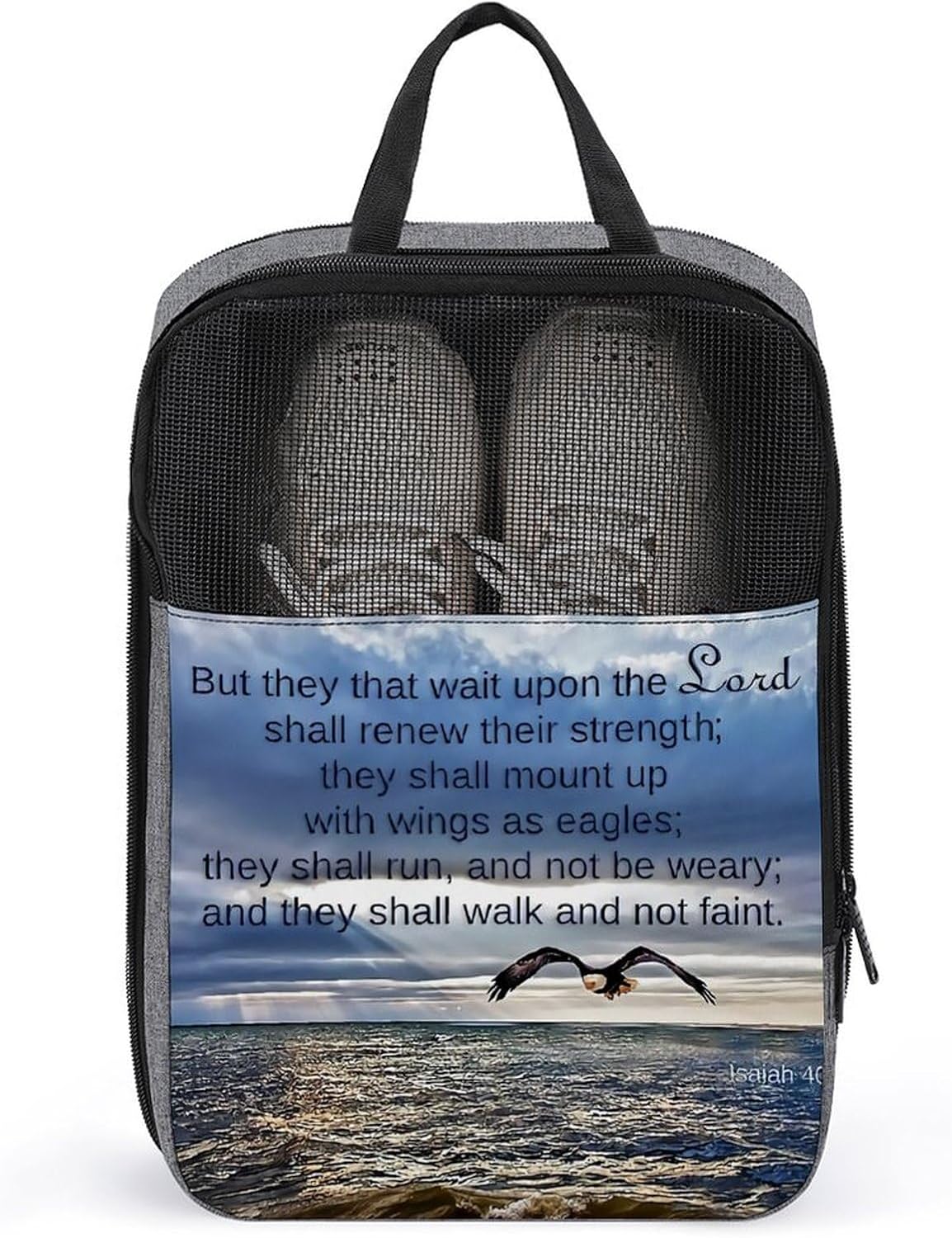 They That Wait Upon The Lord Travel Shoe Bag with Small Size Large Capacity Convenient to Carry