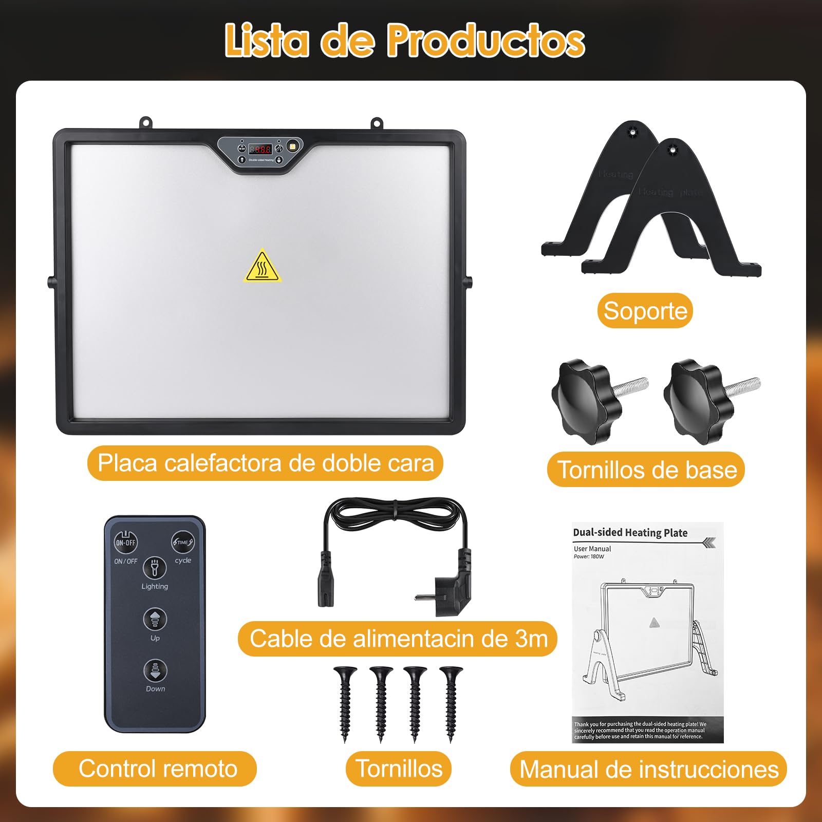 180W Calentador para Gallinero,Criadora de Pollitos,35℃-75℃ Regulable Temperatura,Control Temporizador Calefacción,Calefacción Gallinero Doble Cara con Iluminación,con Contro Remoto