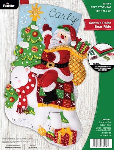 Bucilla Kit de calcetines de Santa Polar Bear Ride