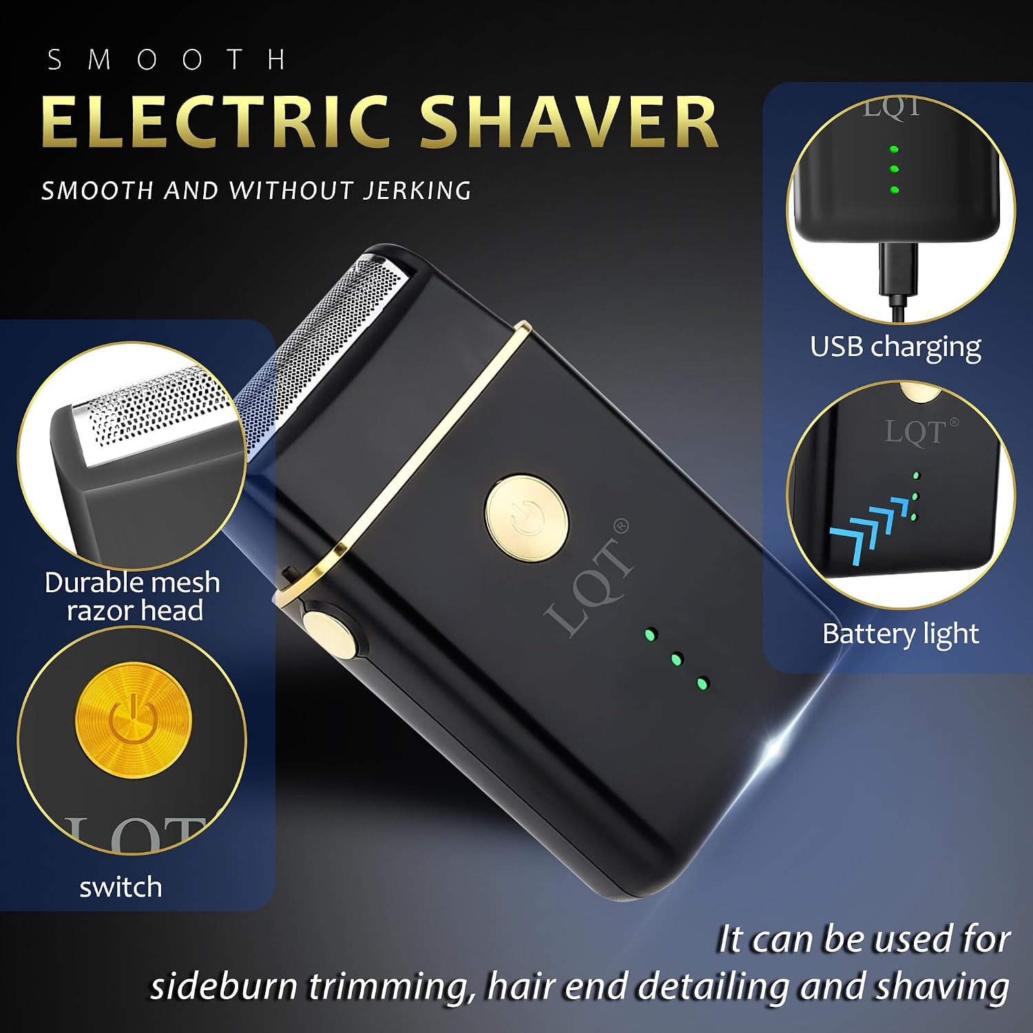 Hair Clippers for Men with LED Power Display, 4-Piece Professional Grooming Kit Includes Hair Clipper, Detail Trimmer, Foil Shaver & Nose Trimmer, Complete Cordless Set for Home Barber Use (Black)