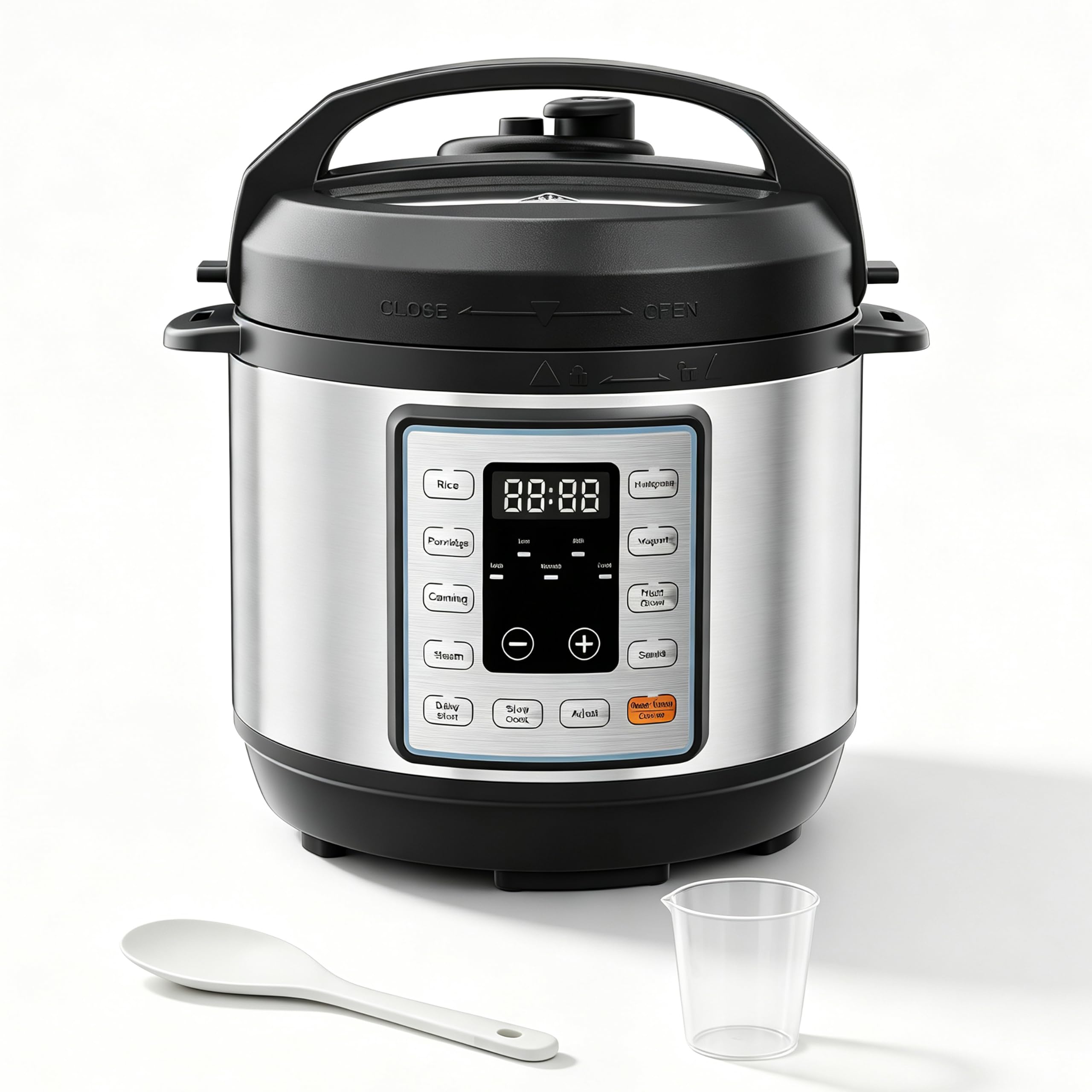 Simple Deluxe 10-In-1 Electric Pressure Cooker, 3QT Instant Multi Cooker, Olla de Presion Nonstick Pot 3 Quarts for Slow Cook, Rice Cook, Steam, Sauté, Canning, Yogurt Maker, Warm, Silver