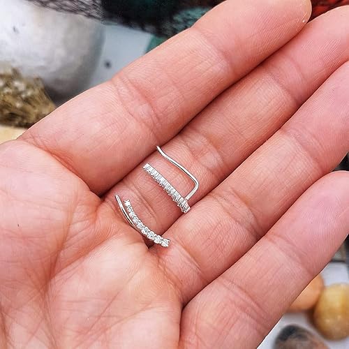 Vista 7 de Dazzlingrock Collection Aretes escaladores curvados de diamante blanco redondo de 0.25 quilates (ctw) para mujer en oro macizo de 10 quilates