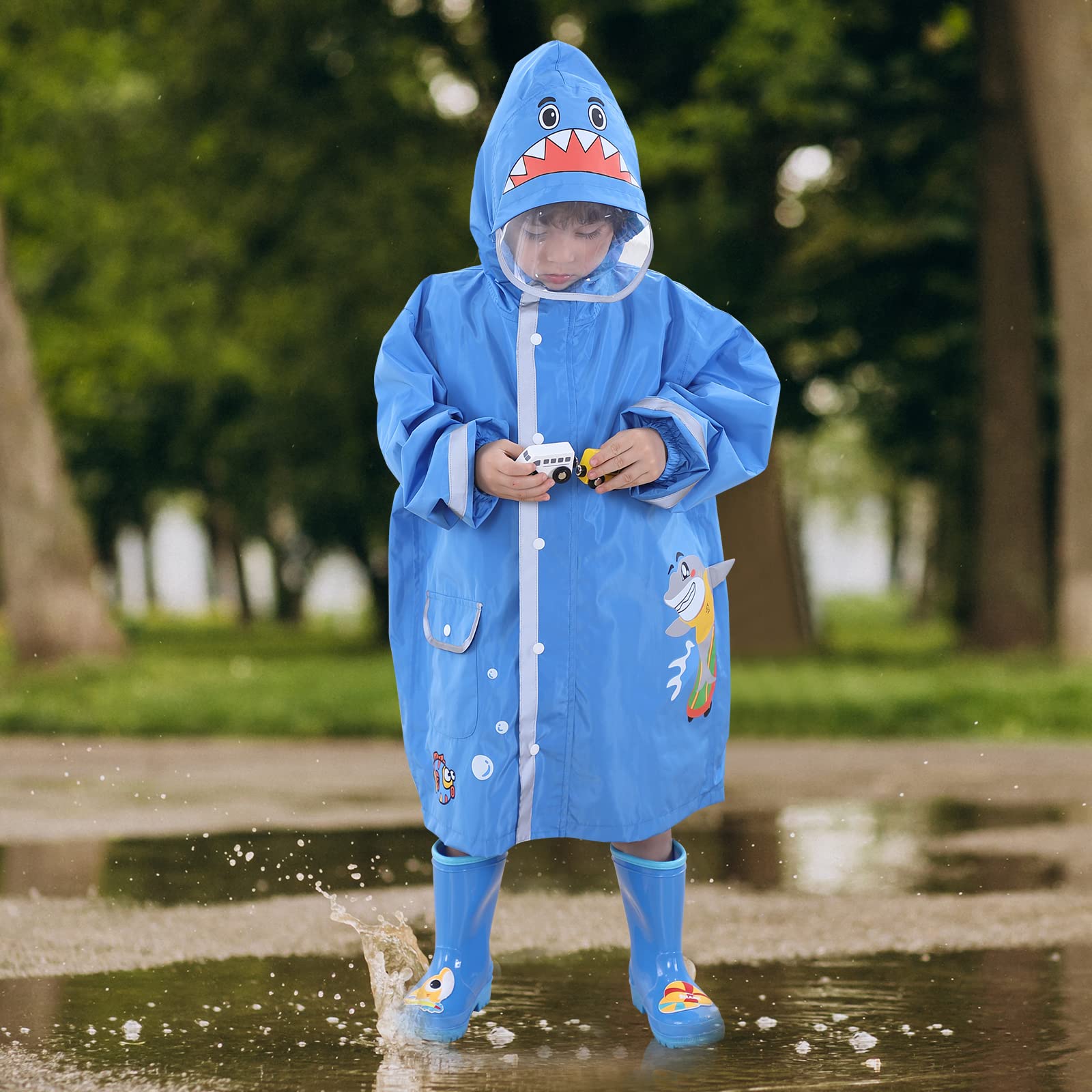 Poncho de Lluvia para Niñas y Niños - Chubasquero Ligero Impermeable Reutilizable Traje de Lluvia Respirable Portátil Ropa Impermeable 2-10 Años