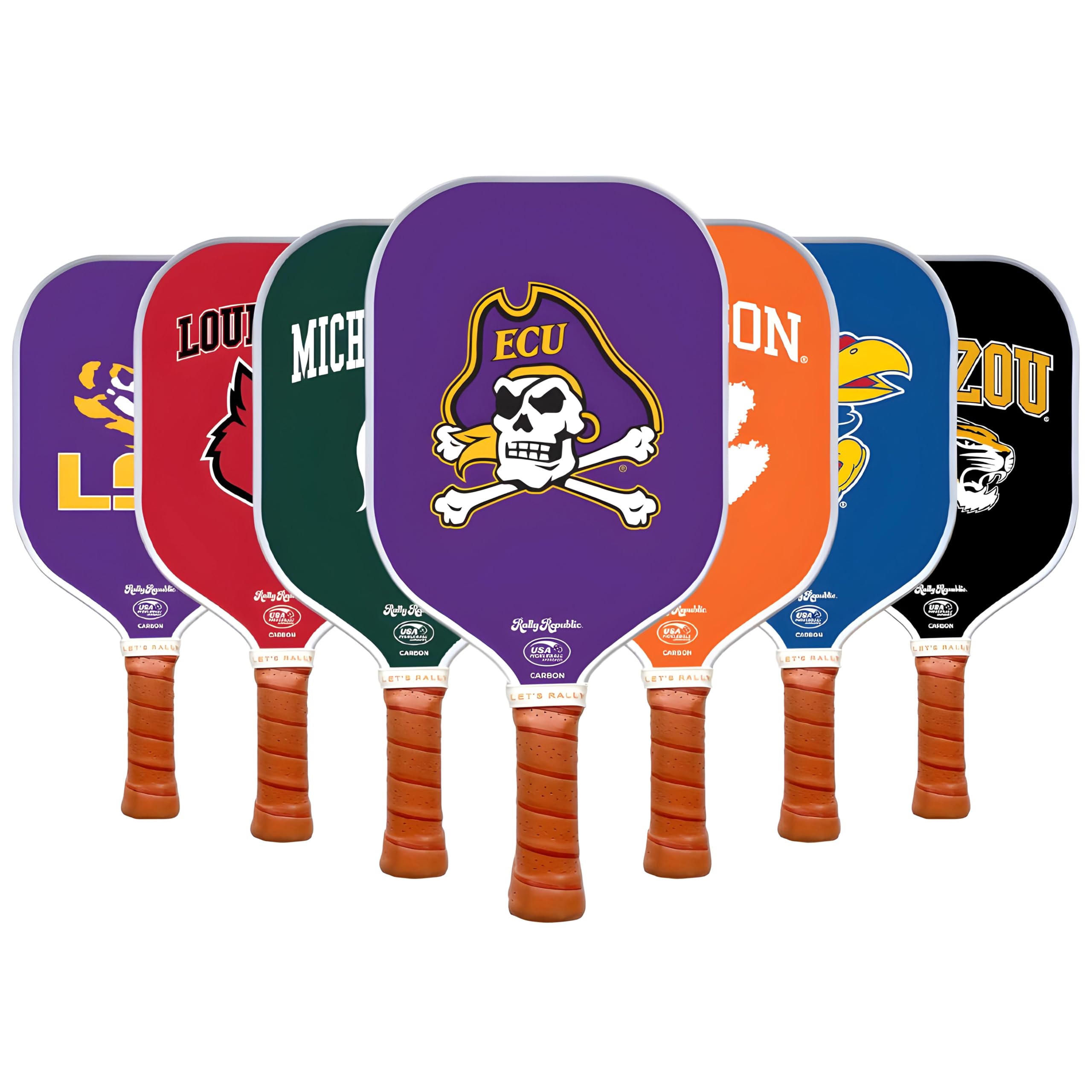 Rally Republic Officially Licensed Collegiate Pickleball Paddle - USA Pickleball Association Approved Racket - Lightweight Honeycomb Core, Carbon