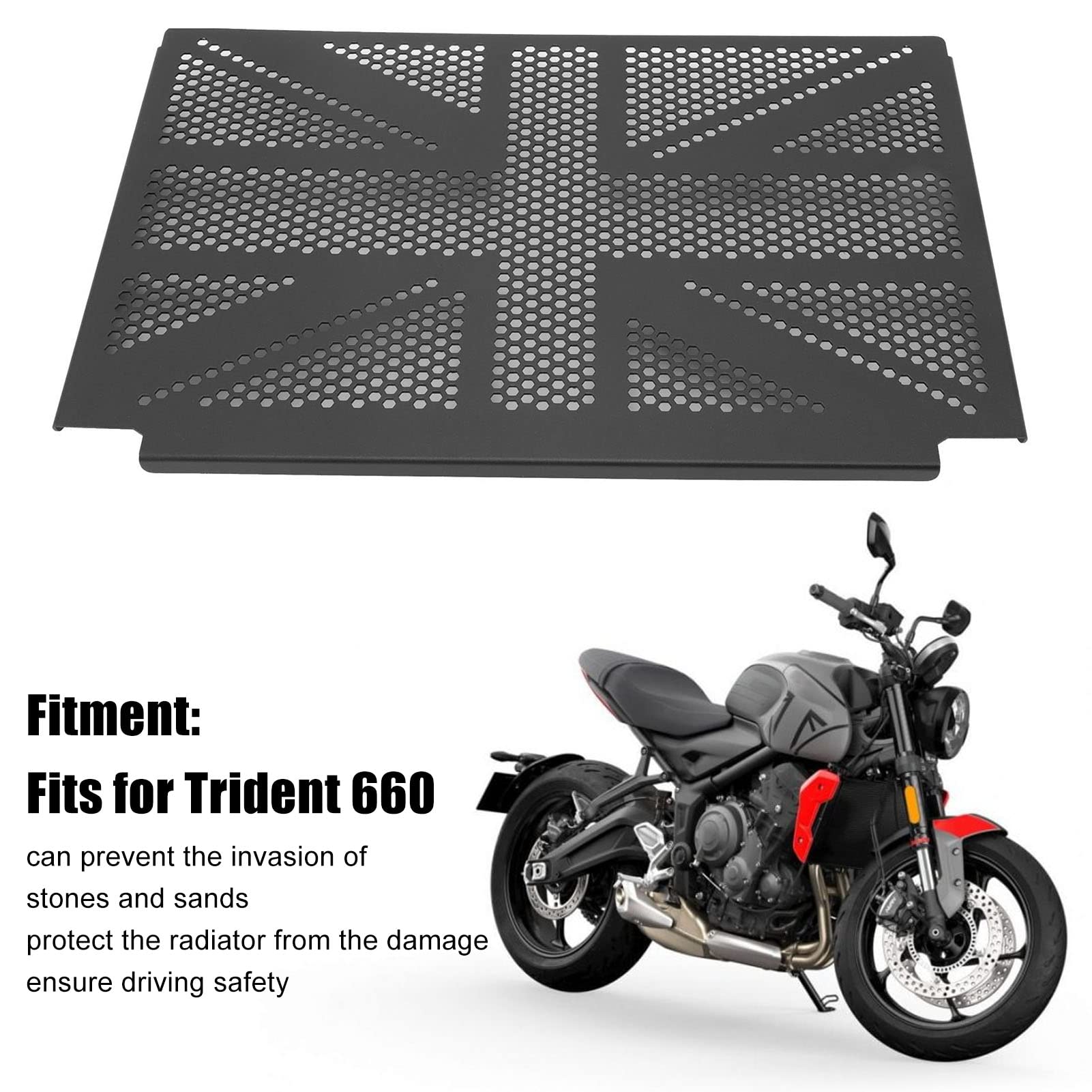 Focket Motorrad Kühlerschutzabdeckung, Edelstahl Kühlergrillabdeckung für 660, Motorrad Kühlergrillabdeckung, Schutzabdeckung, Schwarz