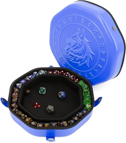 CASEMATIX Bandeja de dados y estuche de almacenamiento de dados para hasta 115 dados RPG bandeja de dados para rodar con broches magnéticos diseño