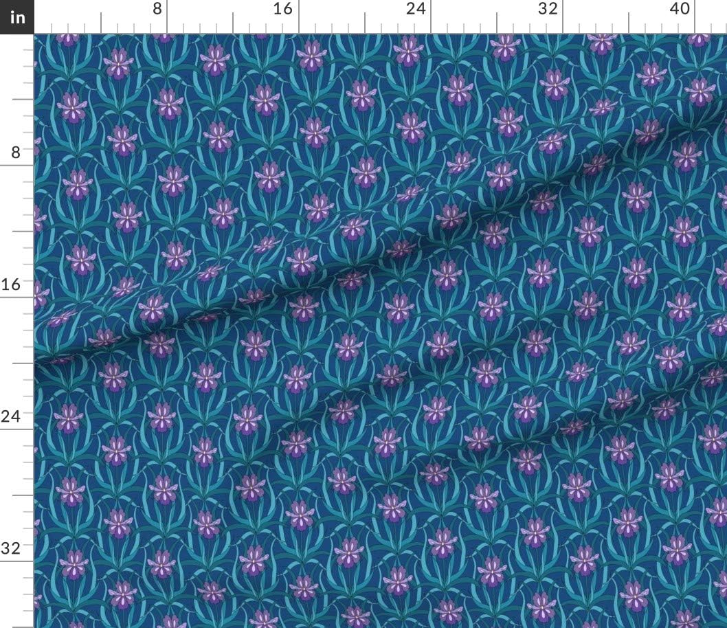 Spoonflower Fabric - Nouveau Iris Art Deco Floral Bold Purple Printed on Petal Signature Cotton Fabric Fat Quarter - Sewing Quilting Apparel Crafts Decor