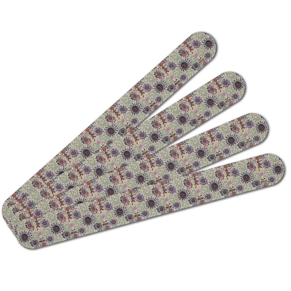 Flowery Fancy Amoeba Pattern Double-Sided Nail File Emery Board Set 4 Pack