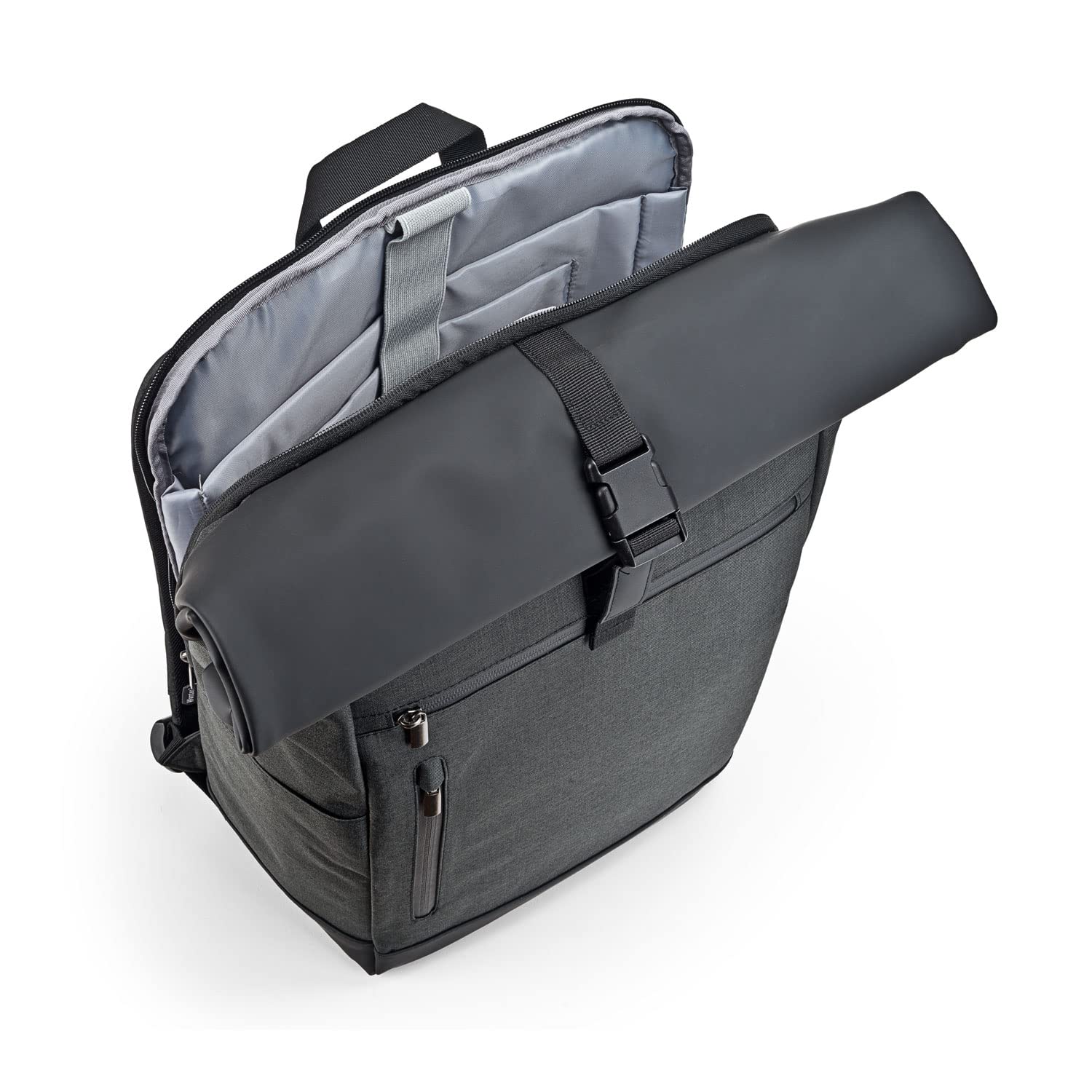 Wenter.S Rolltop Rucksack großer Kurierrucksack 25–30L anthrazit viele Taschen innen und aussen