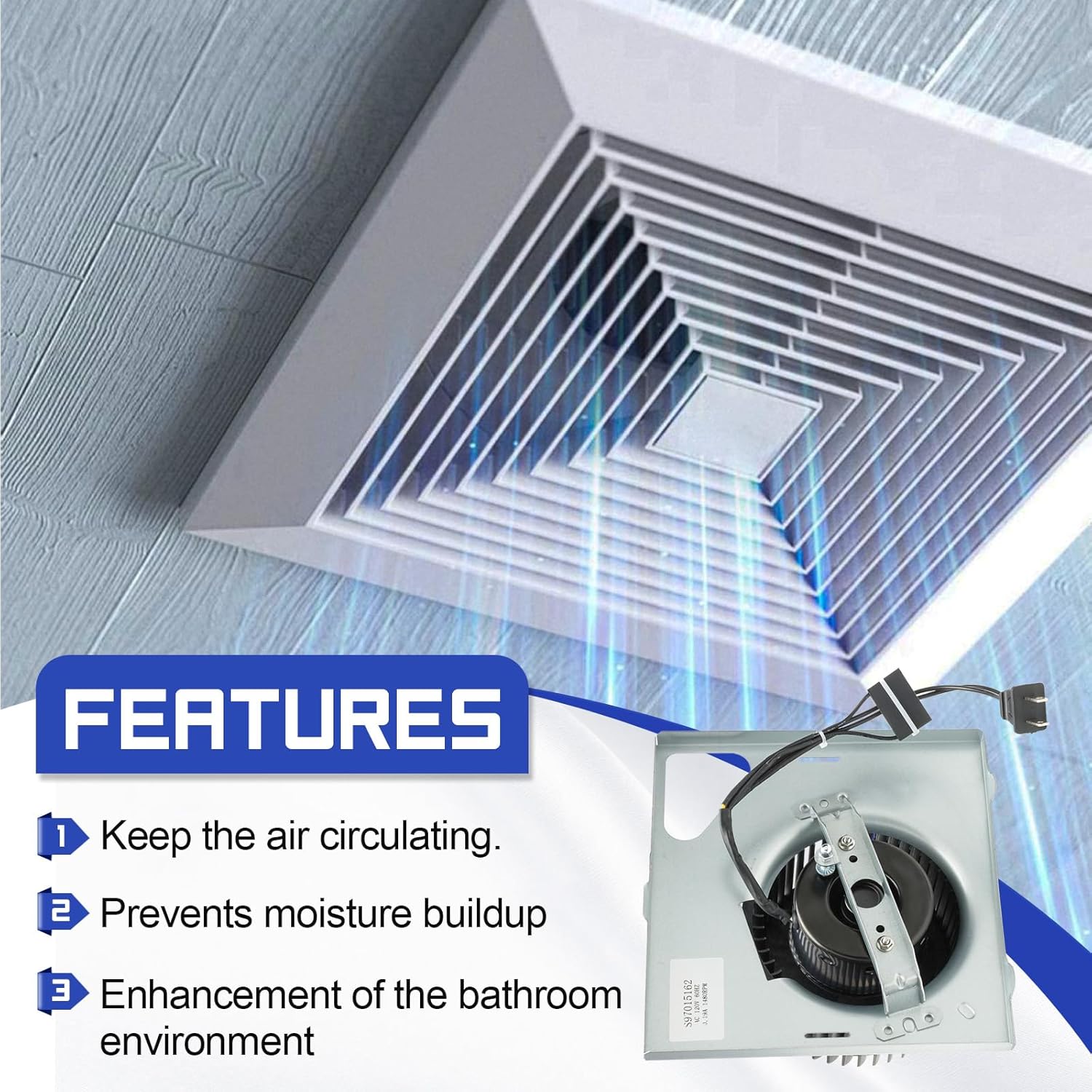 S97015162 Bathroom Exhaust Fan Motor Assembly for Broan or NuTone Fans only 683c 678-G 679 763 576, N679 FL2679 679FLT 770 50NT ED50L-D HD50L-D HD50-B HD50LNT, Housing Measuring 8" x 8-1/4" x 5-3/4"