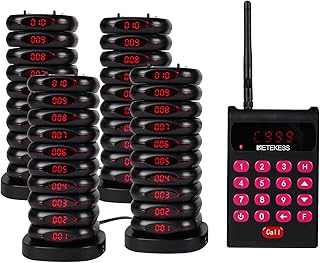 Retekess TD161 Sistema de chamadas de restaurante, 500 m visadores de hotelaria, 40 pages, teclado removível, com botão silencioso, visadores de clientes para pátios de alimentos, clube desportivo