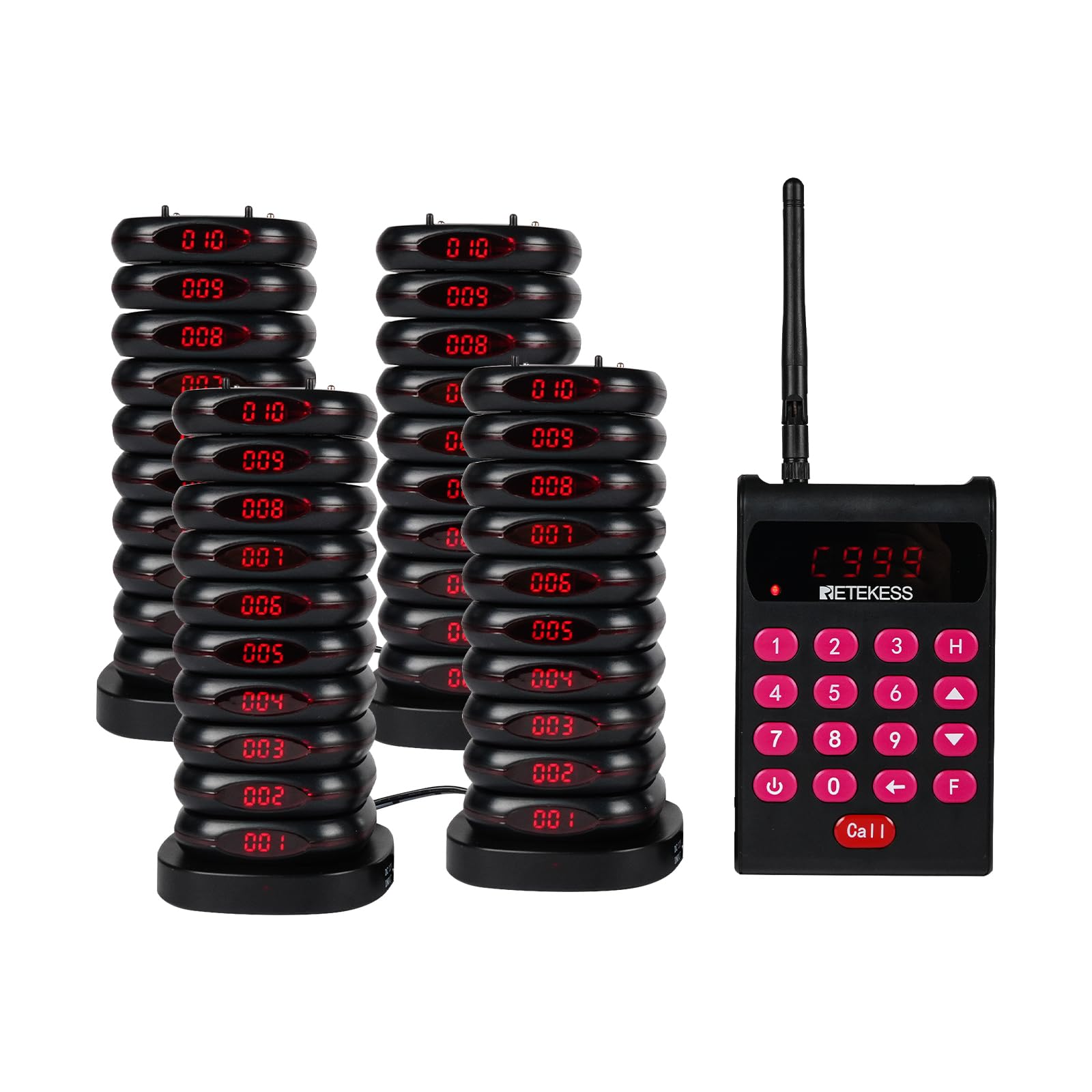 Retekess TD161 Bipeur Restaurant, 500M Bip Restaurant, 40 Bippers, Clavier Amovible, Facile à Installer, Bouton Muet, Bipeurs Client pour Food Court, Entertainment Centre, Resort