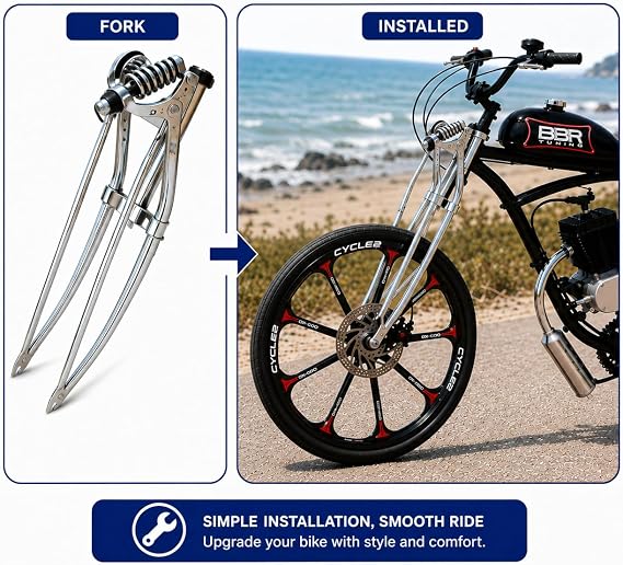 BBR Tuning Heavy Duty Springer Fork Chrome - 26 Inch Suspension Fork