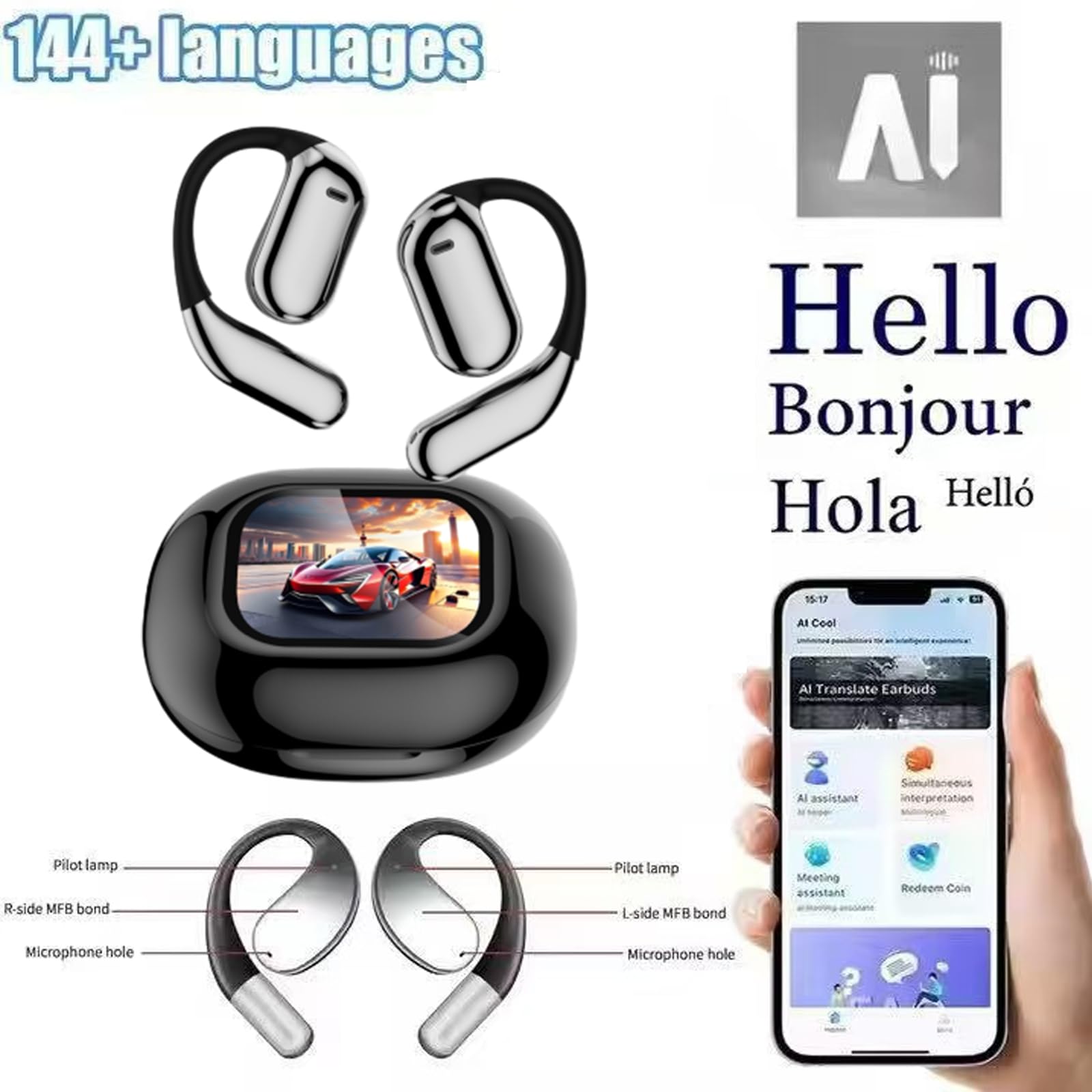 Amazon.com: AI Real-Time Translation Earbuds, Open Ear Wireless