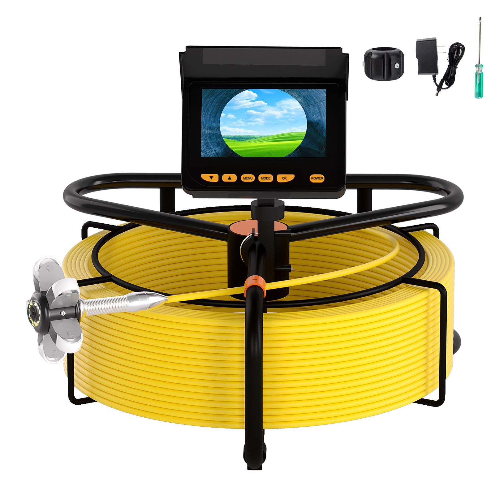 Cámara de Alcantarillado 30m, Cámara de Inspección de Tuberías 4,3'' Cámara de Tubo 1200TVL Plomería Snake Cámara con DVR, Cámara Endoscópica con 8500mAh Batería 6 Luces LED