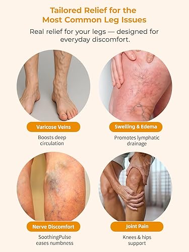 Miniatura 3 de Masajeador de piernas para circulación y alivio del dolor, drenaje linfático y soporte de venas varicosas, masajeador de pantorrilla, pies y