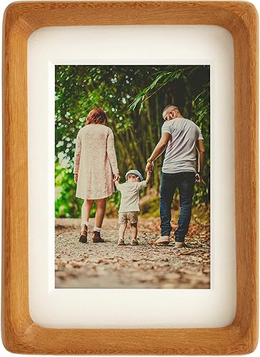 Miniatura 9 de Marcos de fotos de madera natural, marco de fotos de mesa con paspartú, marco de fotos de estilo rústico para colgar en la pared para decoración del