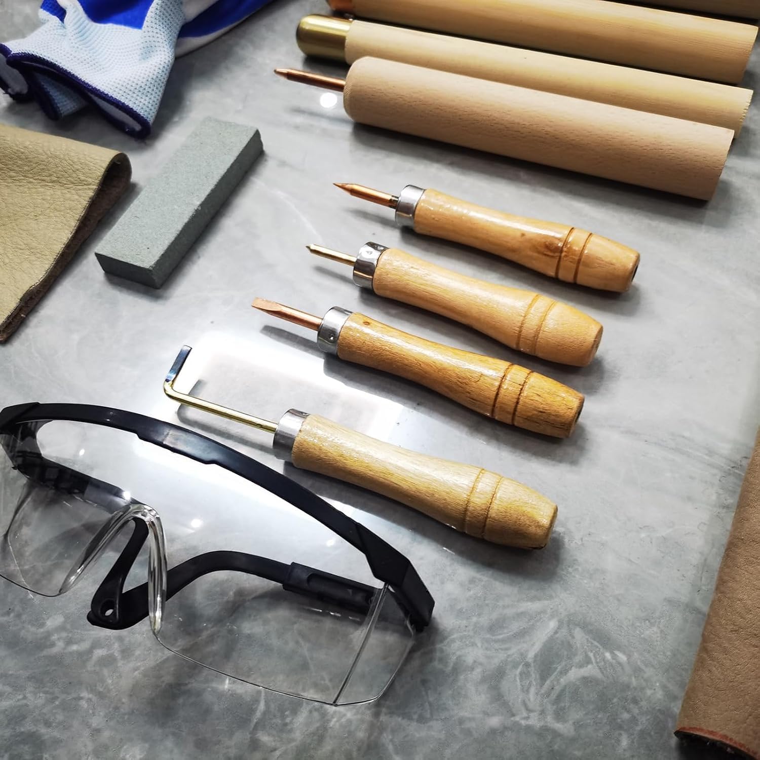 Pad-kit Für Flint-Knapping-Werkzeuge, Flint-Napping-Werkzeuge, Mit Kupfer-boppern, Druckabschlägern Und ISHI-Sticks | Obsidian-bastelset Mit Kerbwerkzeugen Für Die Kristallformung, Anfänger