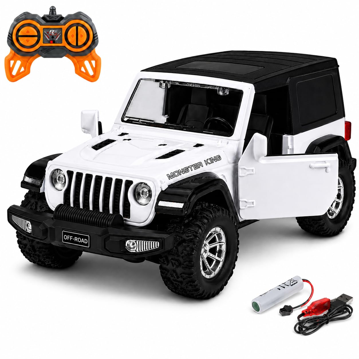 Zest 4 Toyz Remote Control Car Toy for Kids Adults | 1:16 Rechargeable Off-Road Drift RC Jeep | Openable Doors | High Speed | 35+ft Range 2.4GHz Remote Control | USB Charging Cable | Birthday Gift-image-22