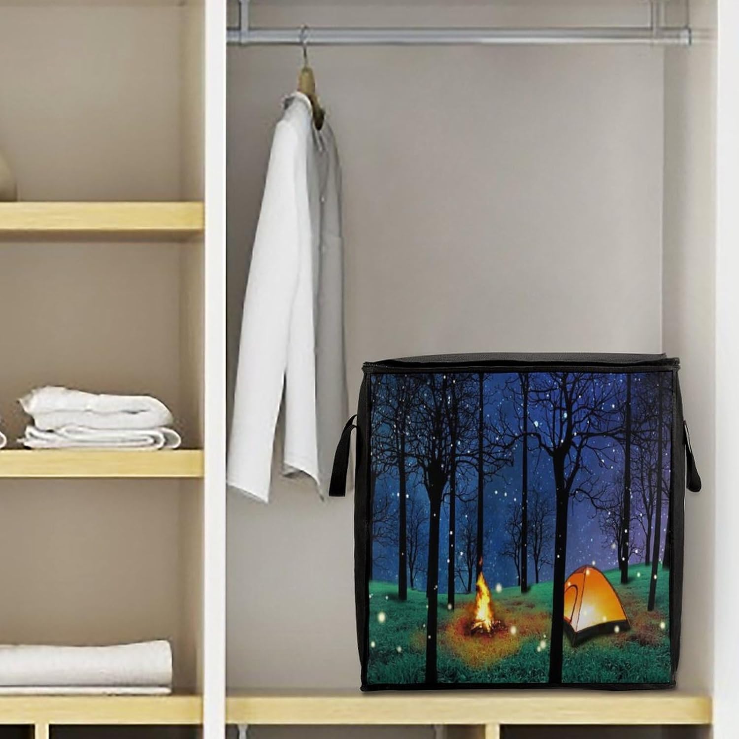 Forest Camping Storage Bags Closet Organizer Clothes Storage Bin Blanket Storage Bag with Zipper And Handle Clothes Storage Containers for Clothing, Sweater, Comforter, Bedding