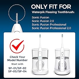 FitMount 6 Pack Toothbrush Replacement Heads Compatible with WaterPik Sonic Fusion 2.0, FitMount Flossing Brush Head Fit for Water-Pic SF-01 SF-02 and 2.0 SF-03 SF-04