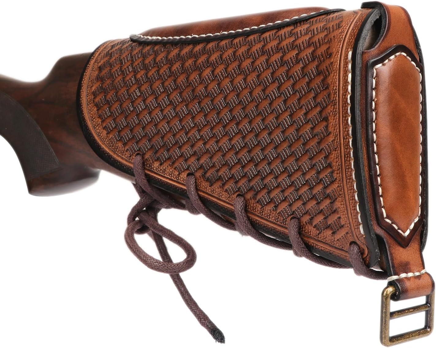 TOURBON Vintage Leather No Drill Cheek Rest Buttstock Protective Pouch, Hunting Shooting Recoil Pad with Rifle Shotgun Shell Ammo Holder