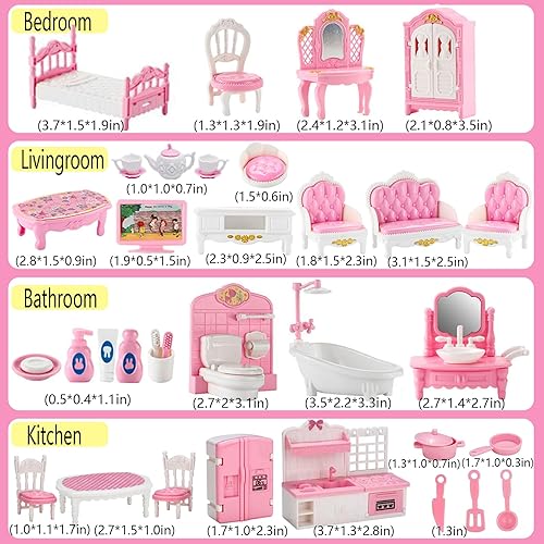 Miniatura 6 de Juego de 35 piezas de accesorios de muebles para casa de muñecas, muebles para casa de muñecas pequeña, muebles en miniatura, accesorios para casa