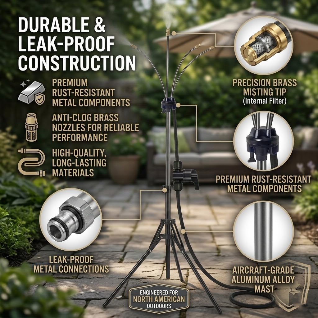 Adjustable Outdoor Misting Cooling System, Standing Misters (1set)