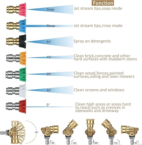 Miniatura 5 de Mudder Boquilla turbo de 4000 psi con conector rápido de 1/4 y acoplador giratorio de 4500 PSI y 7 puntas de boquilla de pulverización de múltiples