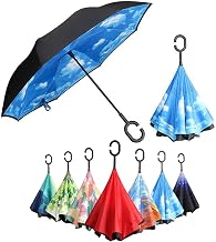 Double Layer Inverted Umbrella with C-Shaped Handle, Anti-UV, Waterproof, Windproof, Reverse Umbrella for Outdoor Rain and Car