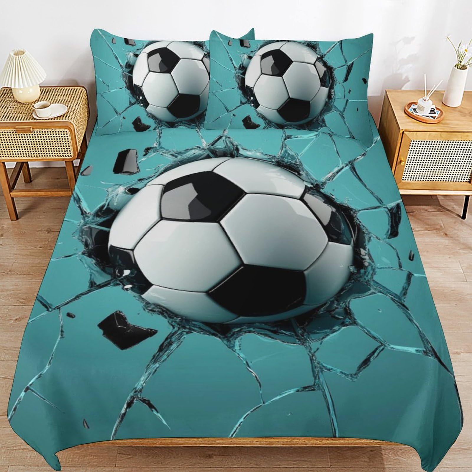 Parure de lit microfibre 135x200 cm avec housse de couette imprimé animal et taies d'oreiller