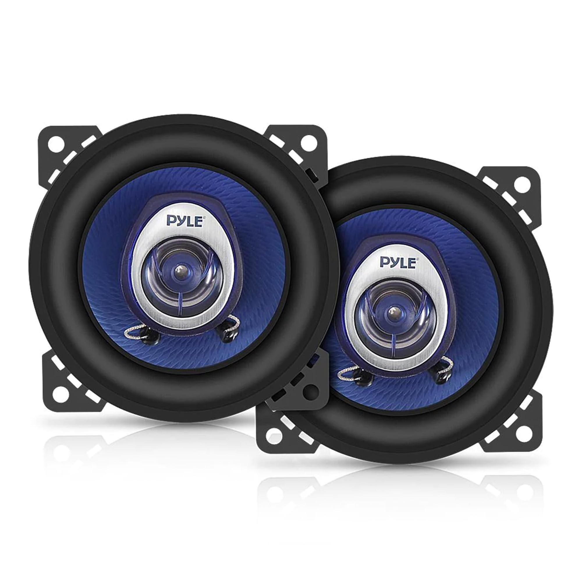 Pyle 4" Car Sound Speaker (Pair) - Upgraded Blue Poly Injection Cone 2-Way 180 Watt Peak w/ Non-fatiguing Butyl Rubber Surround 110 - 20Khz Frequency Response 4 Ohm & 3/4" ASV Voice Coil