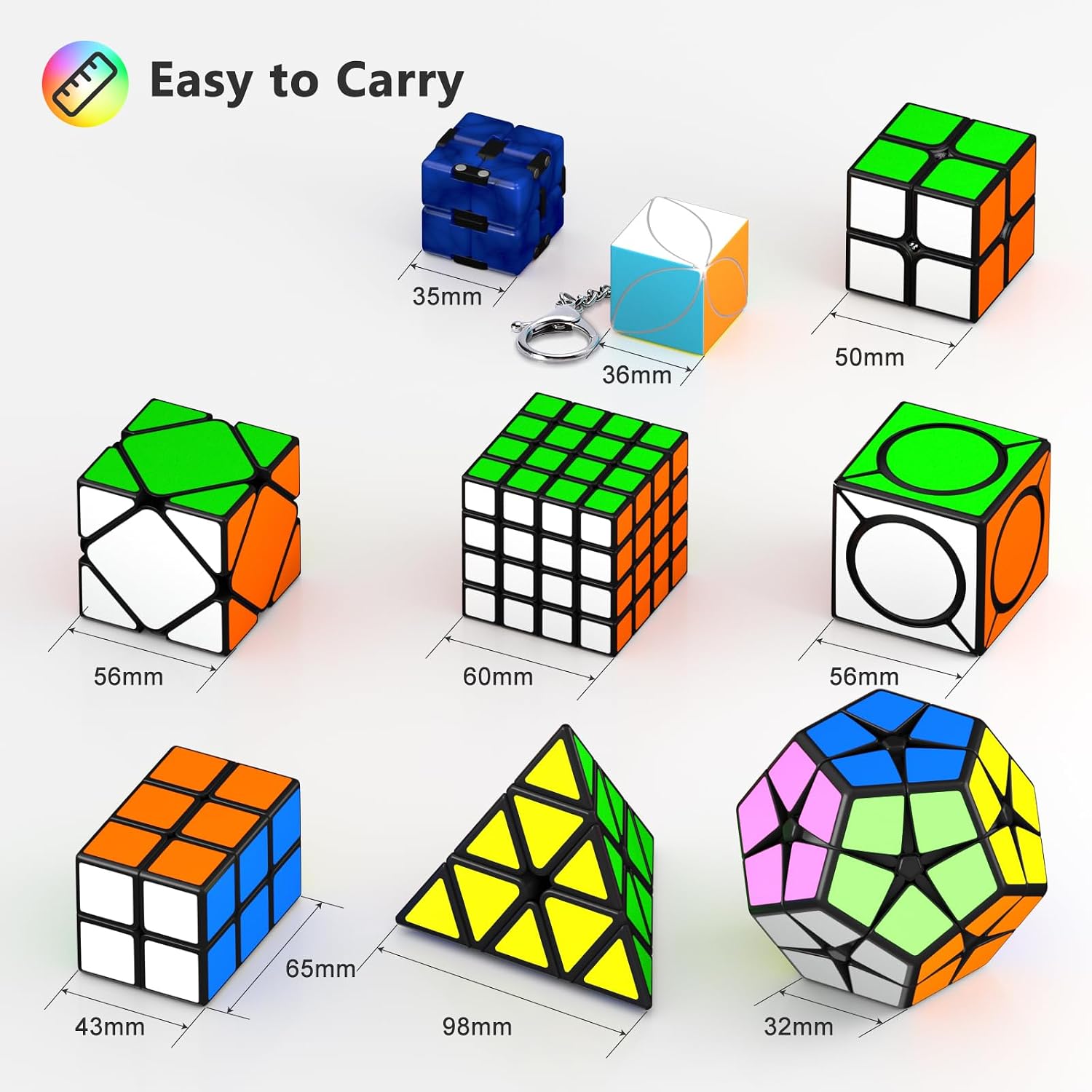 Vdealen Speed Cube Set, Magic Cube Pack of 2x2 3x3 4x4 2x2x3 Pyramid Skewb Dodecahedron Six Spot Infinite Ivy Puzzle Cube Bundle, Christmas Birthday Party Toy Gifts for Kids Teens Adults (10 Pack)