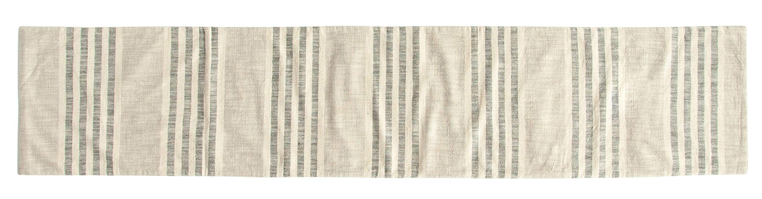 Creative Co-OpGrey Striped Cotton Woven Table Runner Entertaining Textiles, Medium