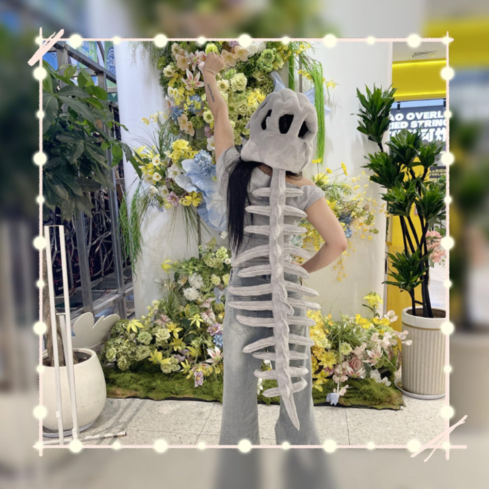 cozy dino Dinosaur Skeleton Costume, My Plush Skeleton Hood,Themed Skull Cosplay Props,For Cosplay & Dress-Up Play — view 6