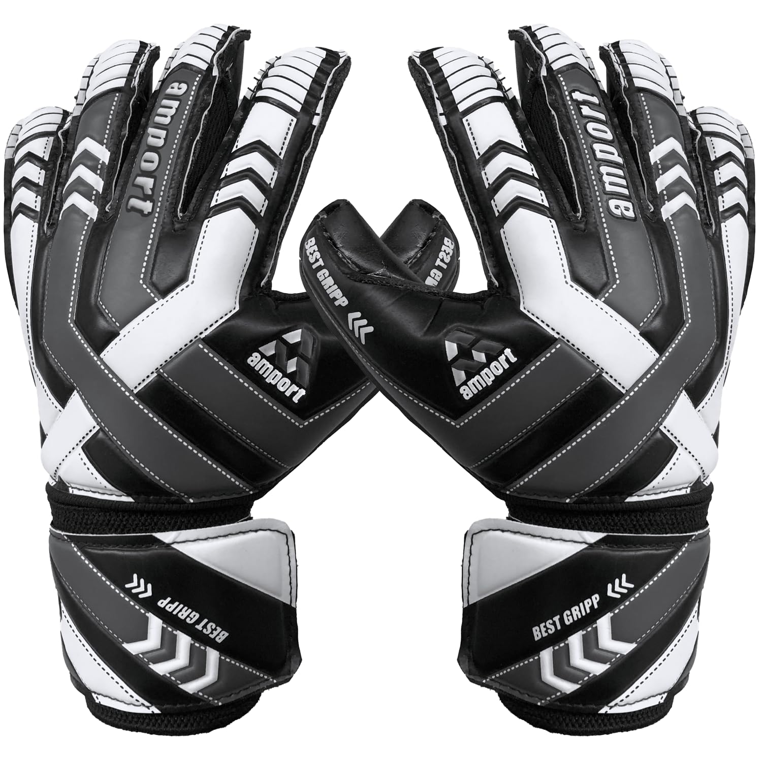 amport Goalkeeper Gloves – Finger Spine Protection, Hybrid Cut & Wide Double Layer Wristband – Unique Designed, Best Grippy and Consistent Palm Grip Goalie Gloves for Kids, Youth & Adult — image 1
