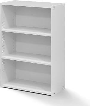 Furinno WRIGHT Book Shelf, 3-Tier Modern Bookshelf, Bookcase with Closed Back, 11.6 x 24.5 x 35.3, for Living Room, Bedroom, Home Office, Soft White