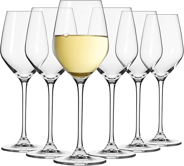 Krosno White Wine Glasses Set of 6 | 200 ML | Glasses Drinking Wedding Gift | Perfect for Home, Restaurants and Kitchen Set | Dishwasher Safe Cocktail Set