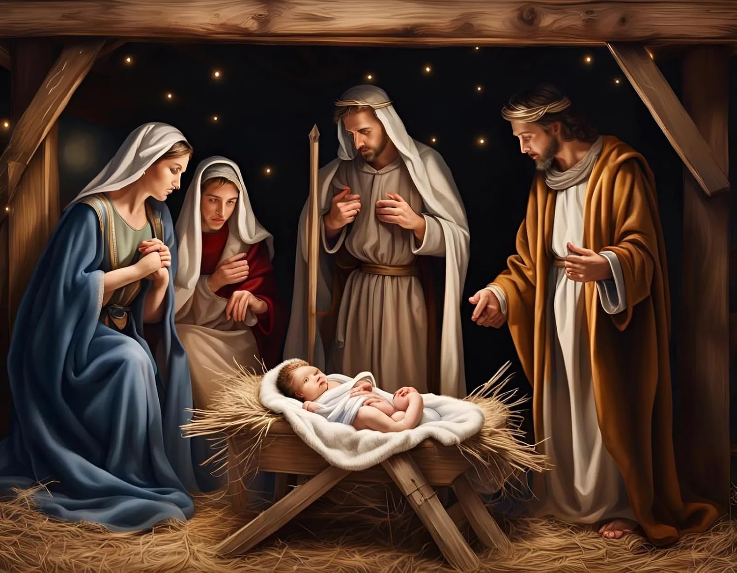 Education Intellectual Toy Puzzle 1000 Pieces Christmas Nativity Religiou Wooden Puzzle Art DIY Toy Gift Fun Challenging Educational Gift Art Home Decor