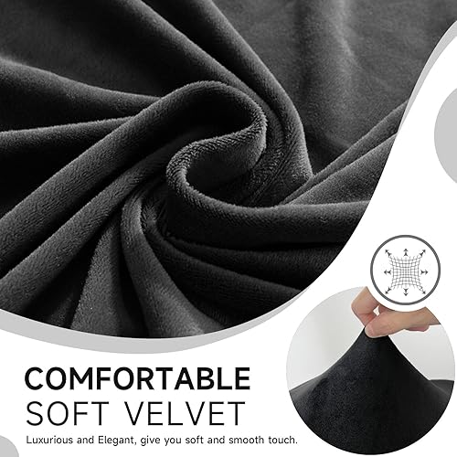 Miniatura 6 de Juego de 6 fundas de terciopelo suaves y transpirables para sillas de comedor, fundas elásticas lavables para sillas con funda de falda para sillas