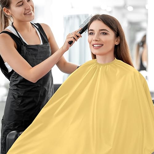 Vista 15 de Yellow Barber Cloth Cape Beauty Salon Capes Waterproof, Salon Styling Capes 64.9 In x 55.1 In Rosado Perla