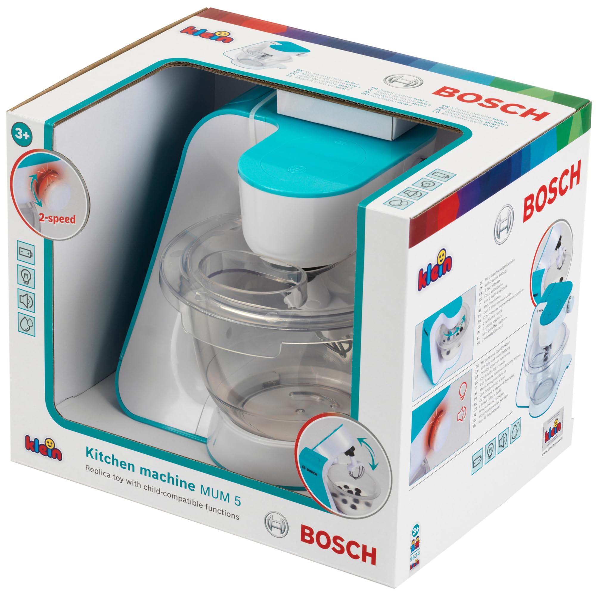 Theo Klein 9521 Robot kuchenny Bosch | Dziaajcy na baterie robot kuchenny o dwóch prdkociach | Wymiary: 20 cm x 22 cm x 20 cm I Zabawki dla dzieci od 3. roku ycia