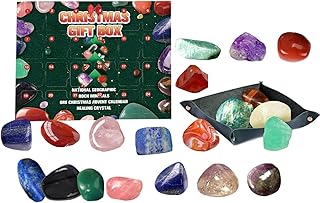 2022 Ore Christmas Advent Calendar - Healing Crystal Christmas Countdown Toys Set with 24 Gemstones,Complete Rock Collection Christmas Countdown Calendar with Mini Gemstone Dig Kit Rianpesn