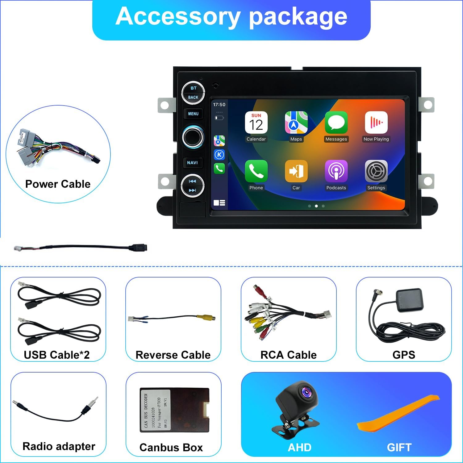 Radio Upgrade for Ford F150 2004-2008, F250 2006-2016, Ford E150/E250/E350 2009-2014, Expedition 2007-2014, Explorer Escape 7inch Touchscreen Car Stereo Carplay Andriod Auto Backup Camera GPS 5G WiFi