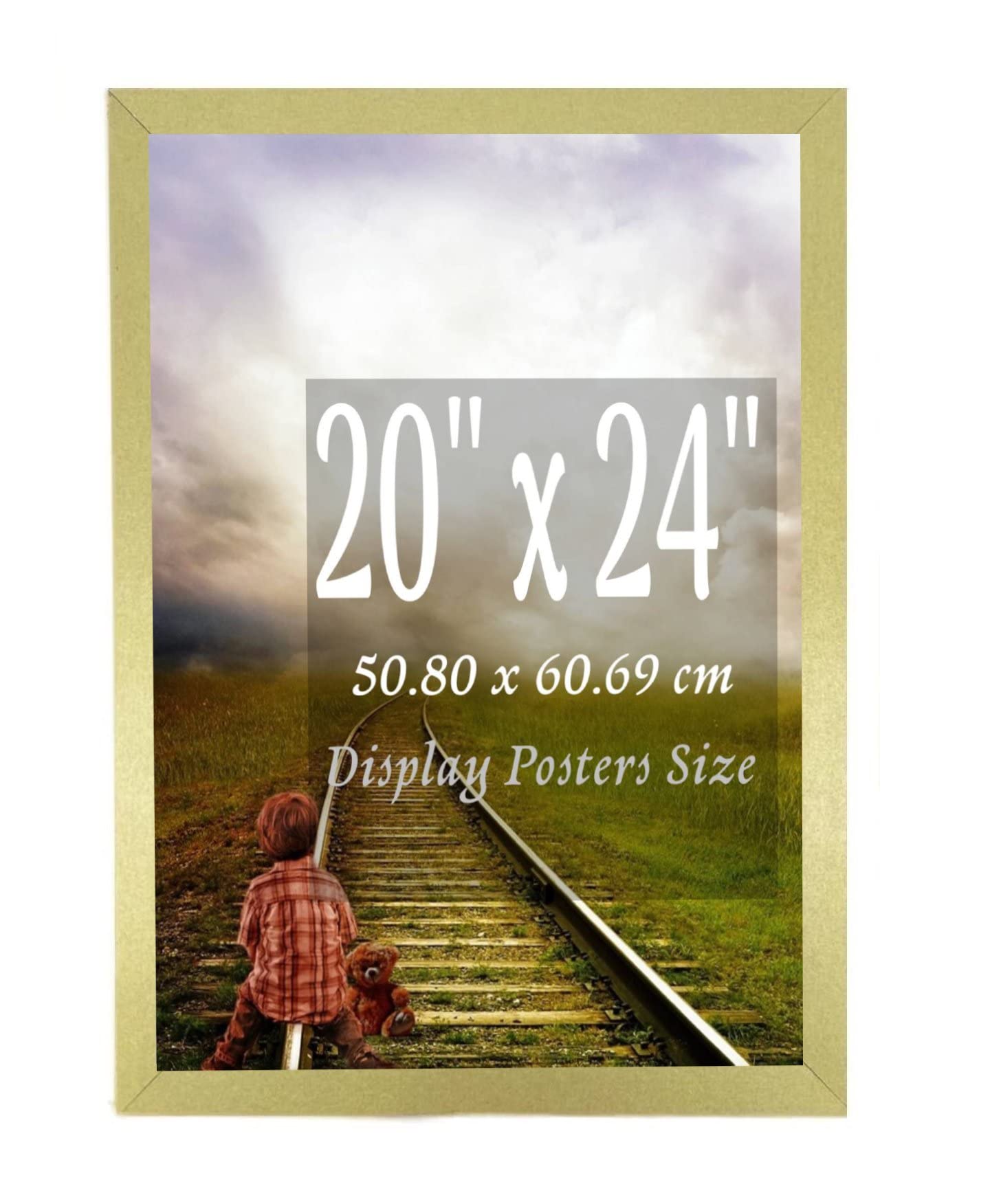 A2Z Home Solutions® Wall Floating Poster Frame Gold 20 x 24 Inch Frame Display 50.8 x 60.96 cm Huge Family Photos Prints Pictures Portraits Landscapes With Clear HD Perspex Strong 30x15 MM Moulding