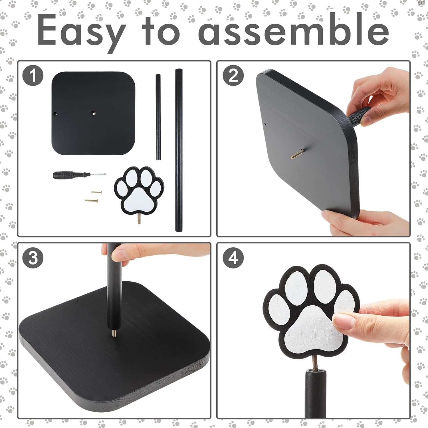 Leinuosen Dog's Paw Paper Towel Holder Farmhouse Dog's Paw Wooden Paper Towel Holder Black Funny Bathroom Countertop Accessories Kitchen Roll Stand Organizer Standing Apartment Decor Housewarming Gift image 4
