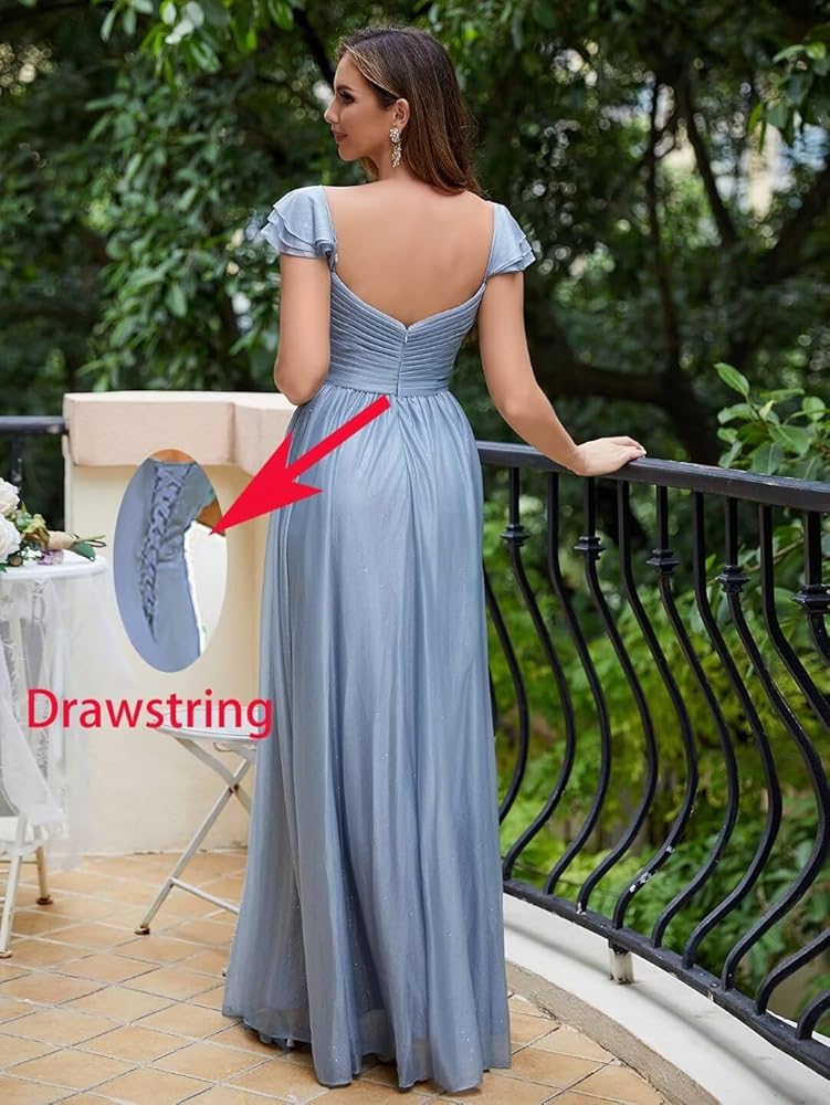 15 Años Vestido Largo De Gasa Para Damas De Honor Y Graduación