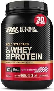 Optimum Nutrition Gold Standard 100% Whey, Proteína, Sabor Chocolate Blanco y Frambuesa, 900g, 30 Servicios, Paquete Puede Variar